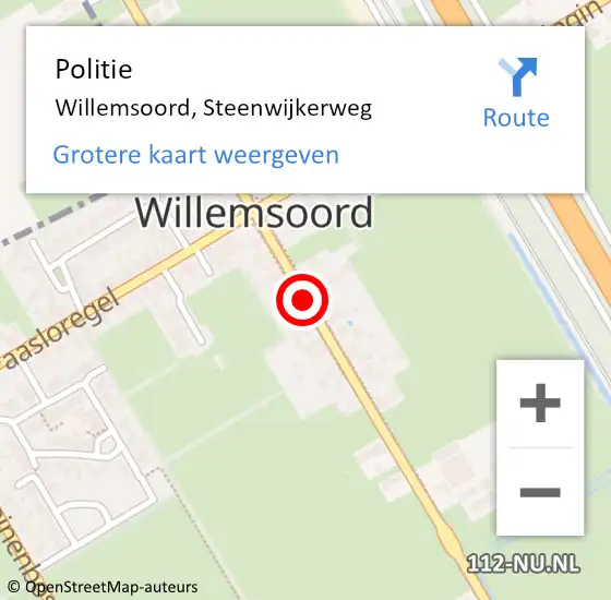 Locatie op kaart van de 112 melding: Politie Willemsoord, Steenwijkerweg op 9 juli 2020 21:25