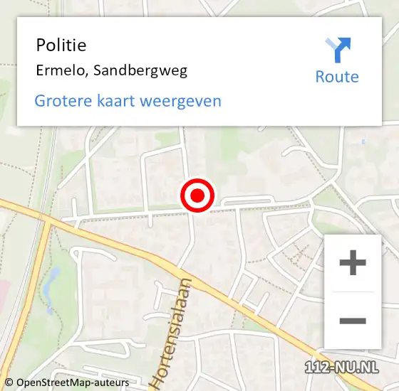 Locatie op kaart van de 112 melding: Politie Ermelo, Sandbergweg op 9 juli 2020 22:44