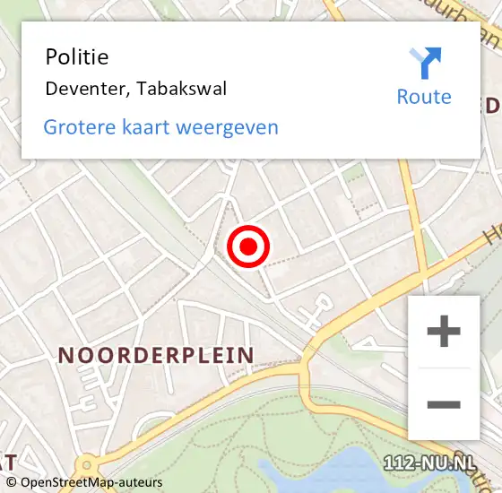 Locatie op kaart van de 112 melding: Politie Deventer, Tabakswal op 9 juli 2020 22:44