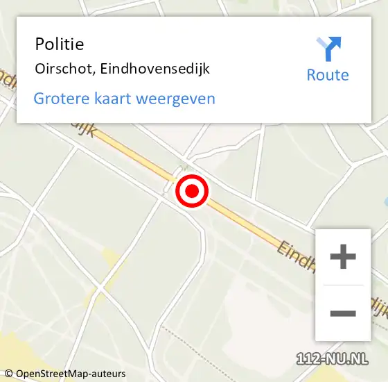 Locatie op kaart van de 112 melding: Politie Oirschot, Eindhovensedijk op 9 juli 2020 22:49