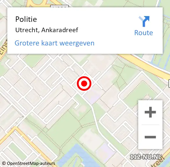 Locatie op kaart van de 112 melding: Politie Utrecht, Ankaradreef op 10 juli 2020 00:06
