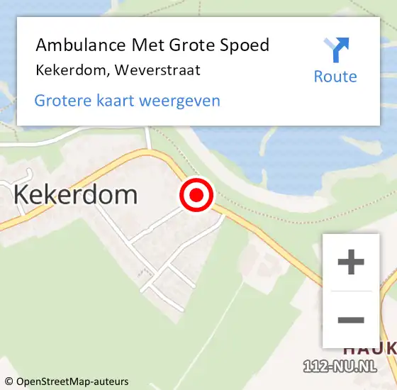 Locatie op kaart van de 112 melding: Ambulance Met Grote Spoed Naar Kekerdom, Weverstraat op 10 juli 2020 00:51