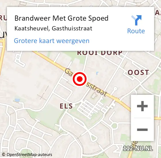 Locatie op kaart van de 112 melding: Brandweer Met Grote Spoed Naar Kaatsheuvel, Gasthuisstraat op 10 juli 2020 01:38