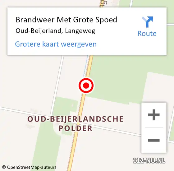 Locatie op kaart van de 112 melding: Brandweer Met Grote Spoed Naar Oud-Beijerland, Langeweg op 10 juli 2020 02:22