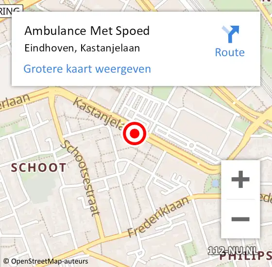 Locatie op kaart van de 112 melding: Ambulance Met Spoed Naar Eindhoven, Kastanjelaan op 10 juli 2020 03:29