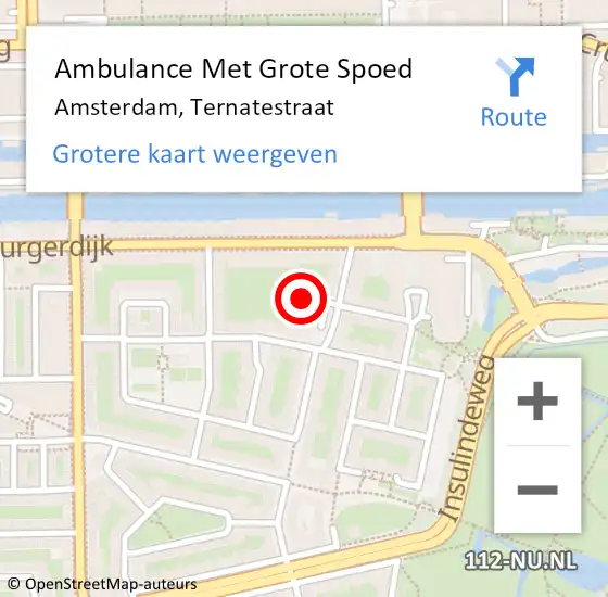 Locatie op kaart van de 112 melding: Ambulance Met Grote Spoed Naar Amsterdam, Ternatestraat op 10 juli 2020 03:59