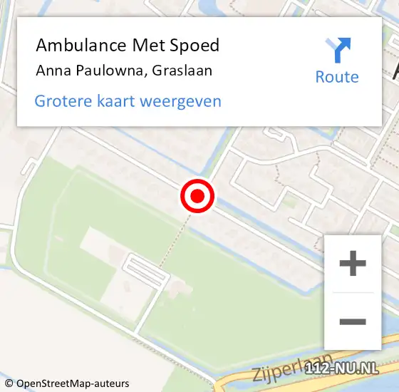 Locatie op kaart van de 112 melding: Ambulance Met Spoed Naar Anna Paulowna, Graslaan op 10 juli 2020 04:22