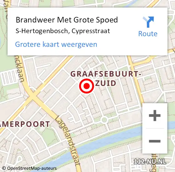 Locatie op kaart van de 112 melding: Brandweer Met Grote Spoed Naar S-Hertogenbosch, Cypresstraat op 10 juli 2020 04:26