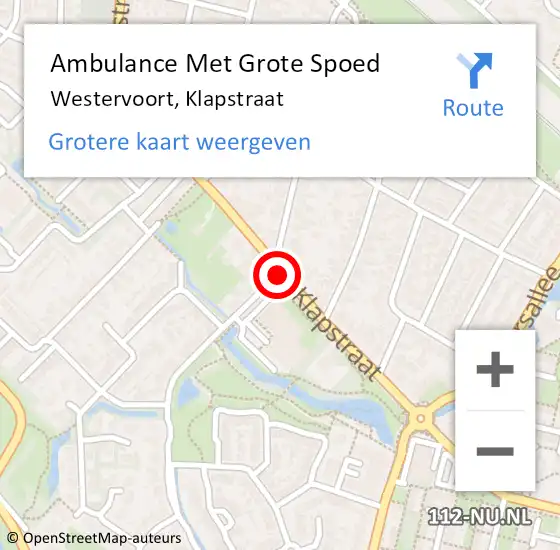 Locatie op kaart van de 112 melding: Ambulance Met Grote Spoed Naar Westervoort, Klapstraat op 10 juli 2020 04:31
