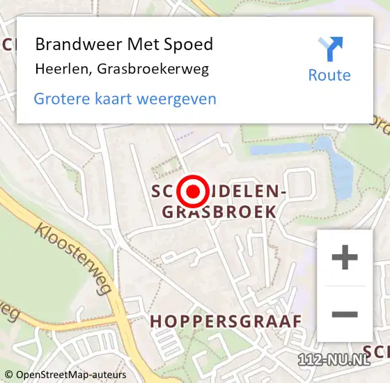 Locatie op kaart van de 112 melding: Brandweer Met Spoed Naar Heerlen, Grasbroekerweg op 10 juli 2020 04:46