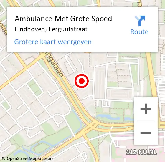 Locatie op kaart van de 112 melding: Ambulance Met Grote Spoed Naar Eindhoven, Ferguutstraat op 10 juli 2020 06:21
