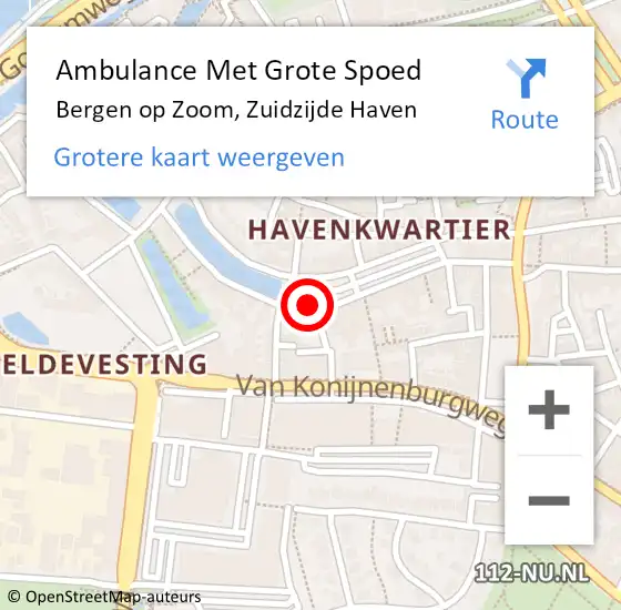 Locatie op kaart van de 112 melding: Ambulance Met Grote Spoed Naar Bergen op Zoom, Zuidzijde Haven op 10 juli 2020 07:24