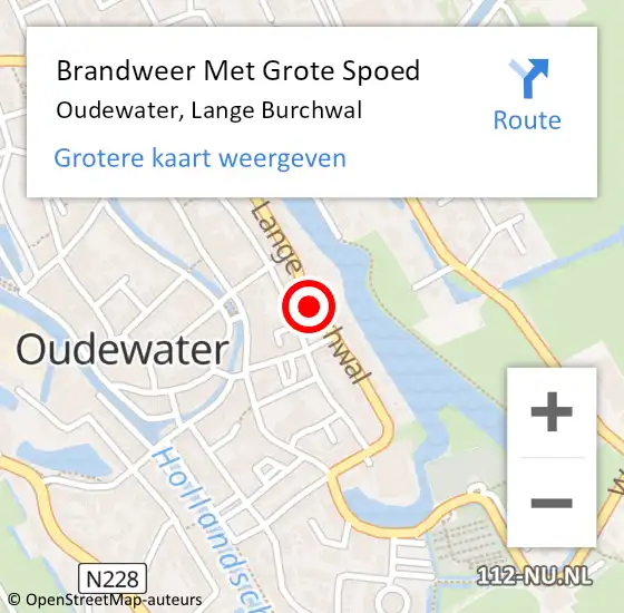 Locatie op kaart van de 112 melding: Brandweer Met Grote Spoed Naar Oudewater, Lange Burchwal op 10 juli 2020 08:17