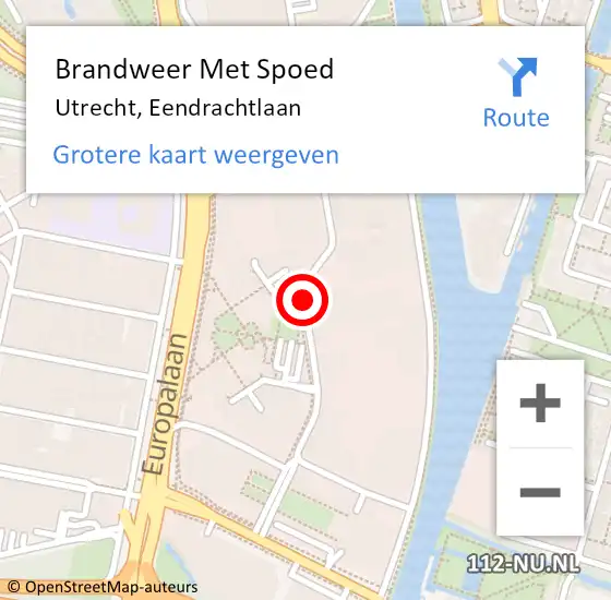 Locatie op kaart van de 112 melding: Brandweer Met Spoed Naar Utrecht, Eendrachtlaan op 10 juli 2020 09:18