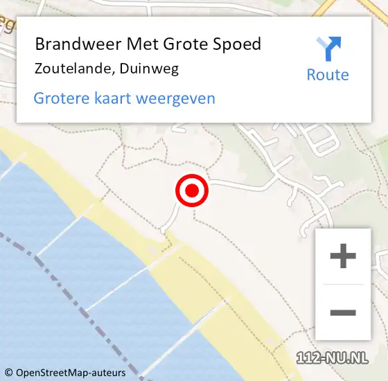 Locatie op kaart van de 112 melding: Brandweer Met Grote Spoed Naar Zoutelande, Duinweg op 10 juli 2020 09:38