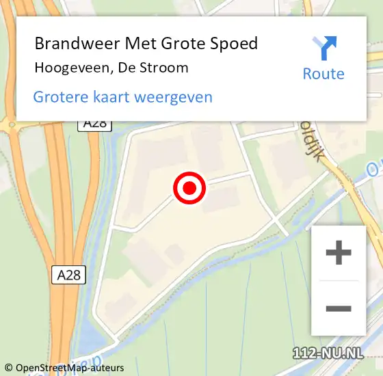 Locatie op kaart van de 112 melding: Brandweer Met Grote Spoed Naar Hoogeveen, De Stroom op 10 juli 2020 10:06