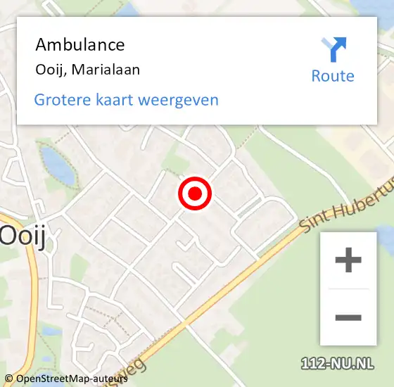 Locatie op kaart van de 112 melding: Ambulance Ooij, Marialaan op 10 juli 2020 10:27