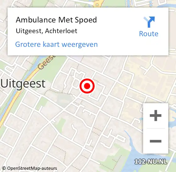 Locatie op kaart van de 112 melding: Ambulance Met Spoed Naar Uitgeest, Achterloet op 10 juli 2020 11:40