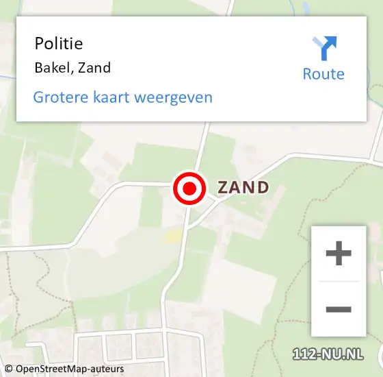 Locatie op kaart van de 112 melding: Politie Bakel, Zand op 10 juli 2020 12:50