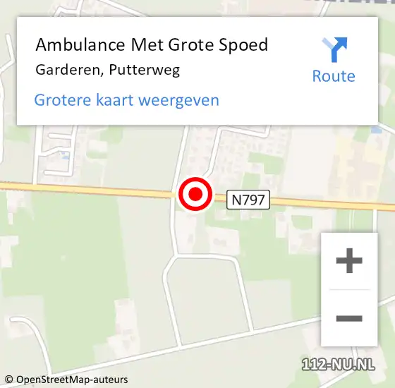 Locatie op kaart van de 112 melding: Ambulance Met Grote Spoed Naar Garderen, Putterweg op 10 juli 2020 13:06