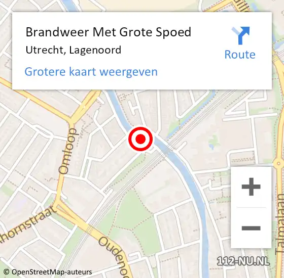 Locatie op kaart van de 112 melding: Brandweer Met Grote Spoed Naar Utrecht, Lagenoord op 10 juli 2020 13:06