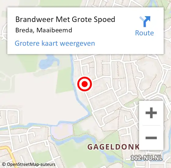 Locatie op kaart van de 112 melding: Brandweer Met Grote Spoed Naar Breda, Maaibeemd op 10 juli 2020 13:54
