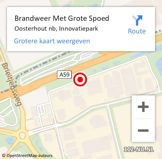 Locatie op kaart van de 112 melding: Brandweer Met Grote Spoed Naar Oosterhout nb, Innovatiepark op 10 juli 2020 14:10