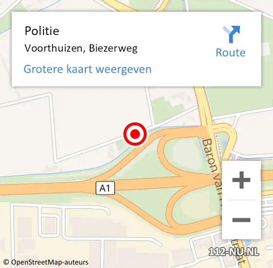 Locatie op kaart van de 112 melding: Politie Voorthuizen, Biezerweg op 10 juli 2020 14:27