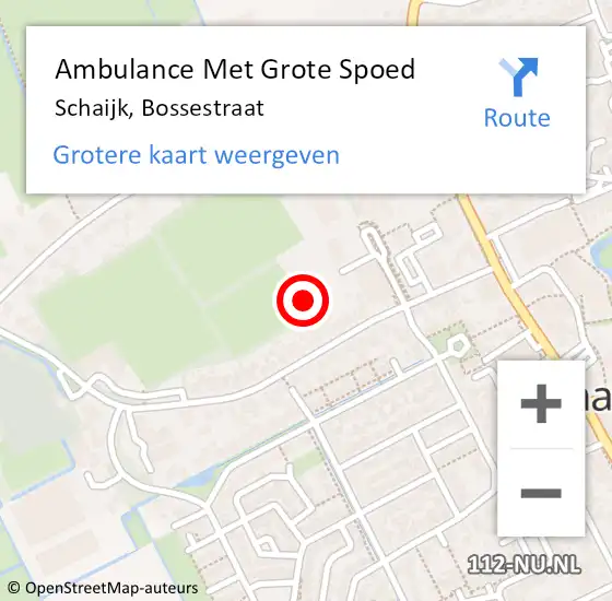 Locatie op kaart van de 112 melding: Ambulance Met Grote Spoed Naar Schaijk, Bossestraat op 10 juli 2020 15:27