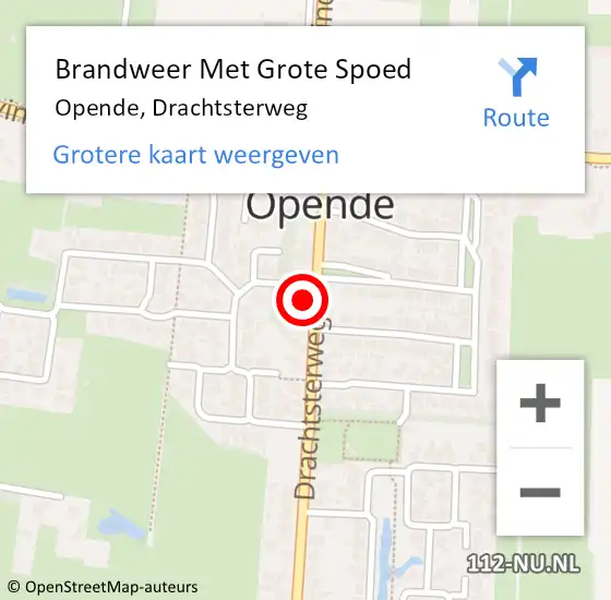 Locatie op kaart van de 112 melding: Brandweer Met Grote Spoed Naar Opende, Drachtsterweg op 12 mei 2014 10:46