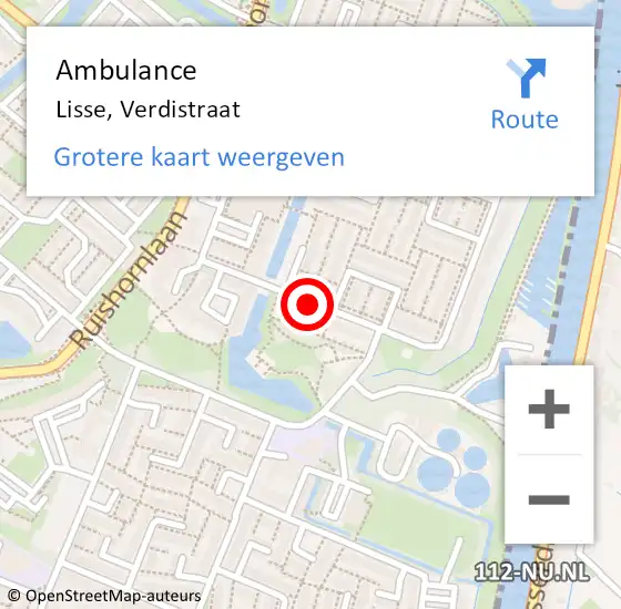 Locatie op kaart van de 112 melding: Ambulance Lisse, Verdistraat op 10 juli 2020 16:46