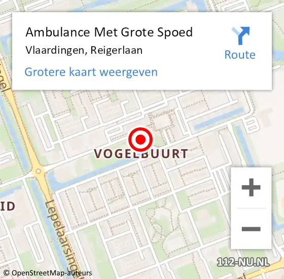 Locatie op kaart van de 112 melding: Ambulance Met Grote Spoed Naar Vlaardingen, Reigerlaan op 10 juli 2020 16:52