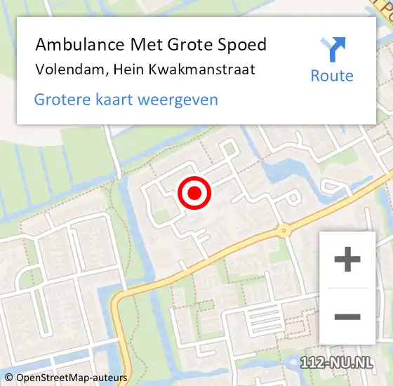 Locatie op kaart van de 112 melding: Ambulance Met Grote Spoed Naar Volendam, Hein Kwakmanstraat op 10 juli 2020 16:59