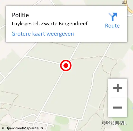 Locatie op kaart van de 112 melding: Politie Luyksgestel, Zwarte Bergendreef op 10 juli 2020 16:59