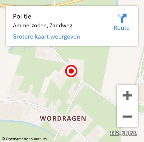 Locatie op kaart van de 112 melding: Politie Ammerzoden, Zandweg op 10 juli 2020 17:06