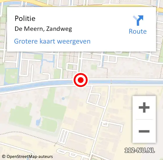 Locatie op kaart van de 112 melding: Politie De Meern, Zandweg op 10 juli 2020 17:41
