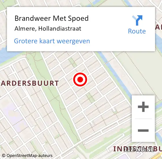 Locatie op kaart van de 112 melding: Brandweer Met Spoed Naar Almere, Hollandiastraat op 10 juli 2020 18:23