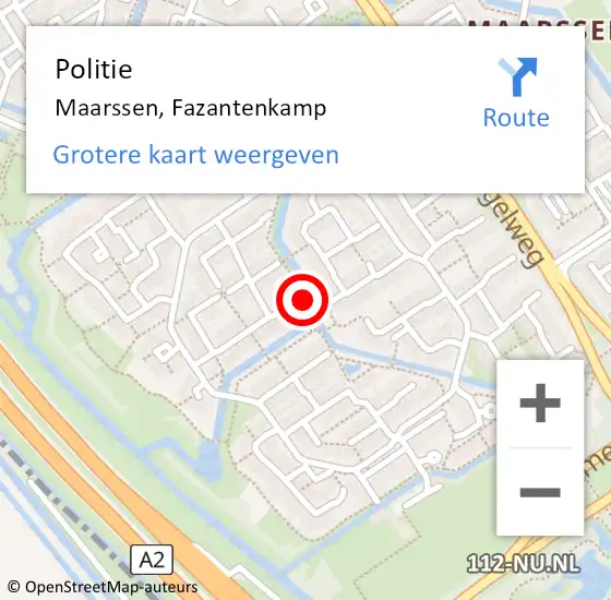 Locatie op kaart van de 112 melding: Politie Maarssen, Fazantenkamp op 10 juli 2020 20:43