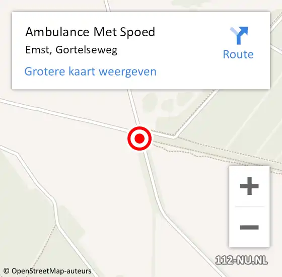 Locatie op kaart van de 112 melding: Ambulance Met Spoed Naar Emst, Gortelseweg op 10 juli 2020 21:02