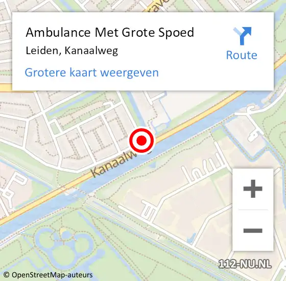 Locatie op kaart van de 112 melding: Ambulance Met Grote Spoed Naar Leiden, Kanaalweg op 10 juli 2020 21:30