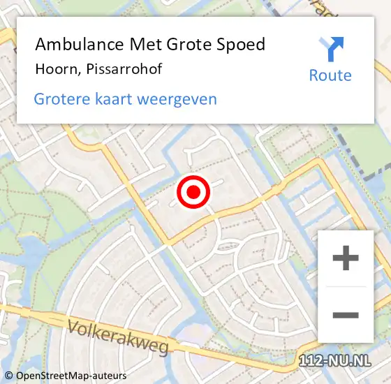 Locatie op kaart van de 112 melding: Ambulance Met Grote Spoed Naar Hoorn, Pissarrohof op 10 juli 2020 22:18