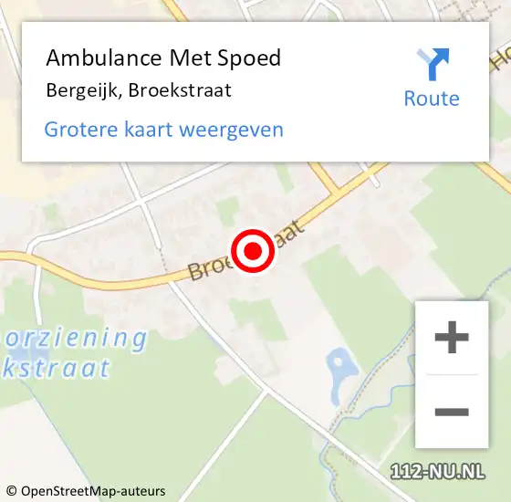 Locatie op kaart van de 112 melding: Ambulance Met Spoed Naar Bergeijk, Broekstraat op 10 juli 2020 22:46