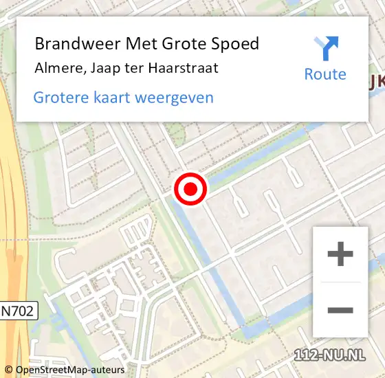 Locatie op kaart van de 112 melding: Brandweer Met Grote Spoed Naar Almere, Jaap ter Haarstraat op 10 juli 2020 23:00