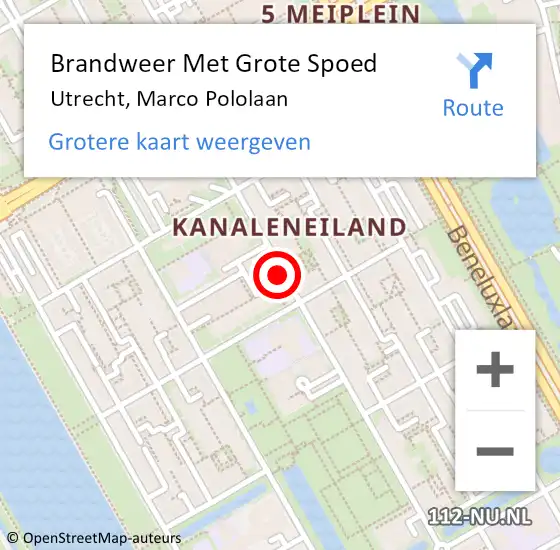 Locatie op kaart van de 112 melding: Brandweer Met Grote Spoed Naar Utrecht, Marco Pololaan op 10 juli 2020 23:26