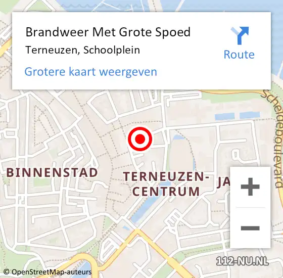 Locatie op kaart van de 112 melding: Brandweer Met Grote Spoed Naar Terneuzen, Schoolplein op 10 juli 2020 23:42