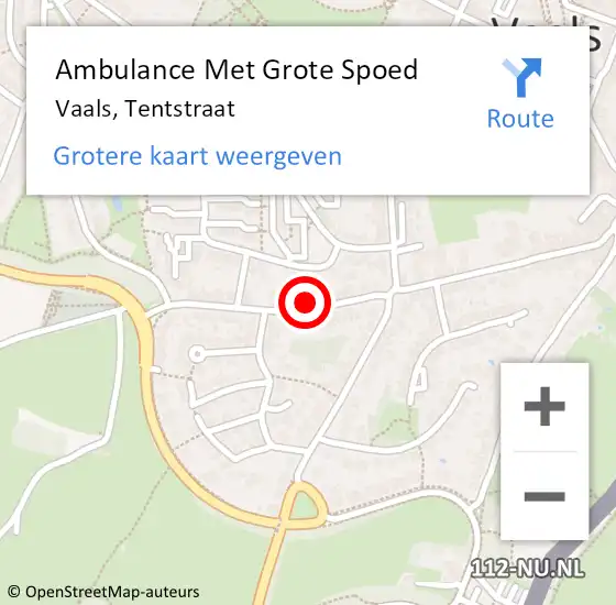 Locatie op kaart van de 112 melding: Ambulance Met Grote Spoed Naar Vaals, Tentstraat op 12 mei 2014 11:17