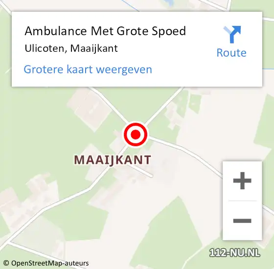 Locatie op kaart van de 112 melding: Ambulance Met Grote Spoed Naar Ulicoten, Maaijkant op 11 juli 2020 00:26