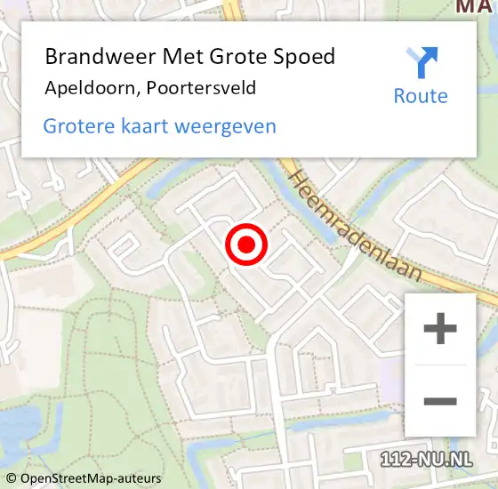 Locatie op kaart van de 112 melding: Brandweer Met Grote Spoed Naar Apeldoorn, Poortersveld op 11 juli 2020 00:37