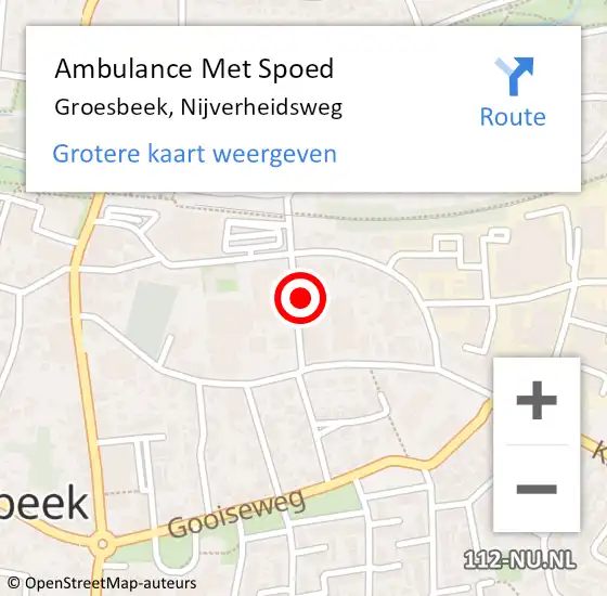 Locatie op kaart van de 112 melding: Ambulance Met Spoed Naar Groesbeek, Nijverheidsweg op 12 mei 2014 11:22