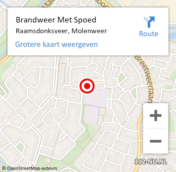 Locatie op kaart van de 112 melding: Brandweer Met Spoed Naar Raamsdonksveer, Molenweer op 11 juli 2020 02:06